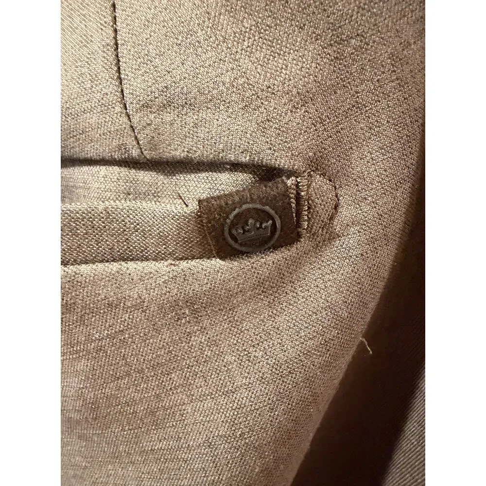 Peter Millar Dress Pants Men 32x34 Brown Tailored Wool Blend Flat Front - Picture 4 of 6